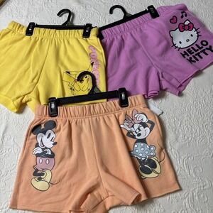 NWT Girls  XL 14 Shorts Lot  Of 3 Hello Kitty, Pokémon, Mickey &Minnie Pockets
